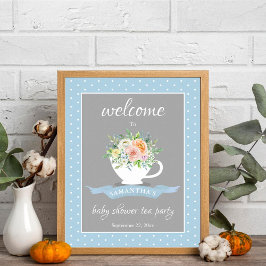 Póster Elegante Fiesta de té Baby Shower Floral Teacup