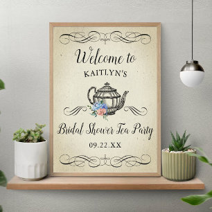 Póster Elegante fiesta de té vintage   Bienvenida a la de