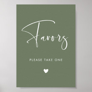 Póster Elegante firma de los favoritos de boda verde oscu