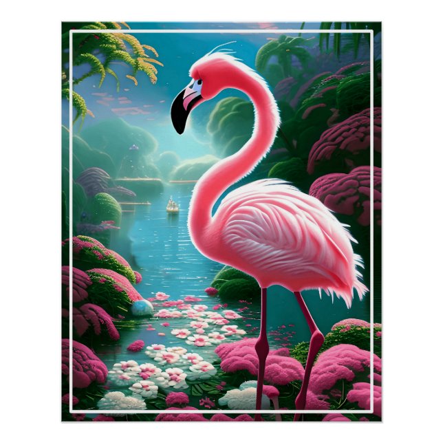 Póster Elegante Flamingo Tropical-70852 (Anverso)