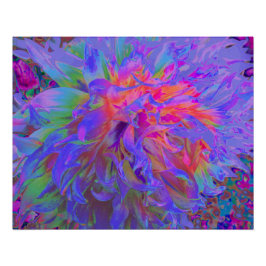 Póster Elegante Flor de Dalia Decorativa Psicodélica