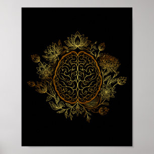 Póster Elegante Flor de Loto Cerebro Espiritualidad Mindf