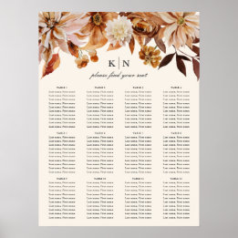 Póster Elegante floral acuática otoñal | Asientos Bodas