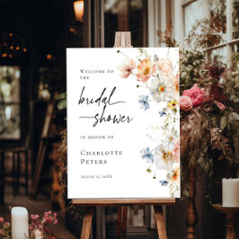 Póster Elegante floral Bridal Shower bienvenida