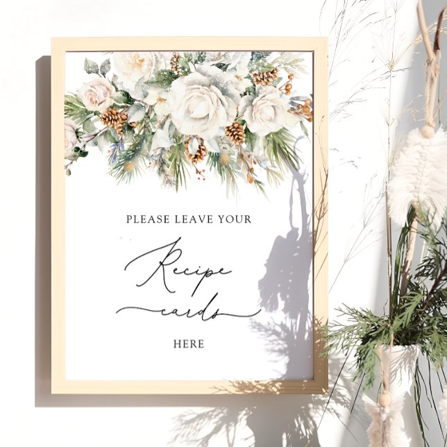 Póster Elegante Floral De Invierno Deje Su Tarjeta De Rec (Subido por el creador)
