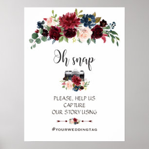Póster Elegante floral de la marina mercante Oh Rótulo de