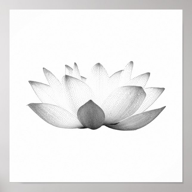 Póster Elegante Floral de Lotus en blanco y negro (Frente)
