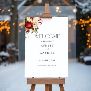 Póster Elegante Floral de Navidad de Invierno