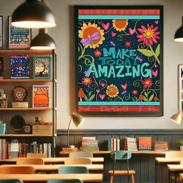 Póster Elegante floral Inspirador hace que hoy sea asombr