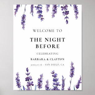 Póster Elegante floral lavanda La noche antes de bienveni