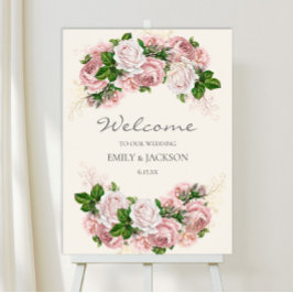 Póster Elegante floral rosa de Rubor con Boda crema