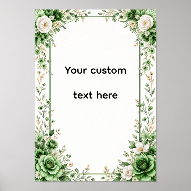 Póster Elegante Floral Verde (Frente)