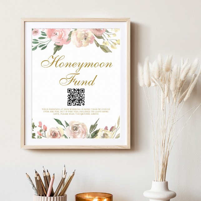 Póster Elegante Fondo de luna de miel Boda floral de oro  (Subido por el creador)