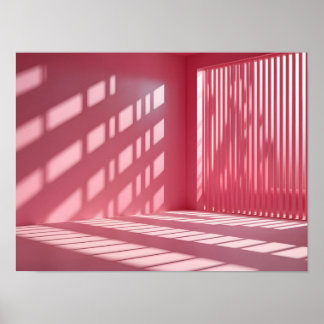 Póster Elegante fondo rosa con luz y sombra