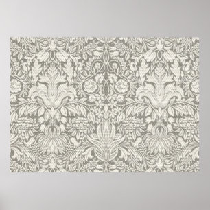 Póster elegante formal brocado de encaje damasco blanco