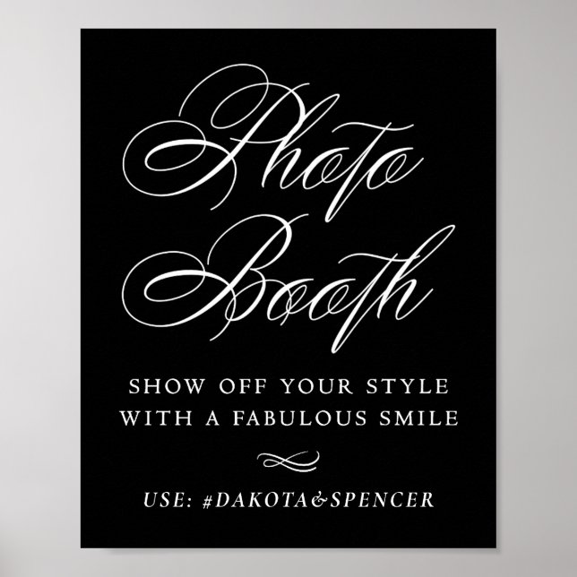 Póster Elegante foto Booth Sonríe Caligrafía Blanca | MOD (Frente)