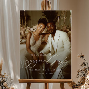 Póster Elegante foto de bienvenida a la fiesta de comprom
