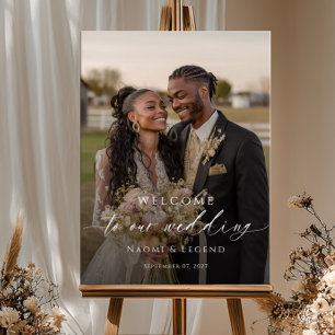 Póster Elegante foto de bienvenida de boda 