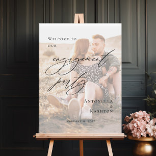 Póster Elegante foto de bienvenida para fiesta de comprom