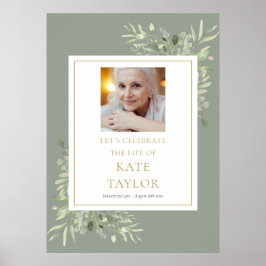 Póster Elegante foto verde celebración del Rótulo de la v