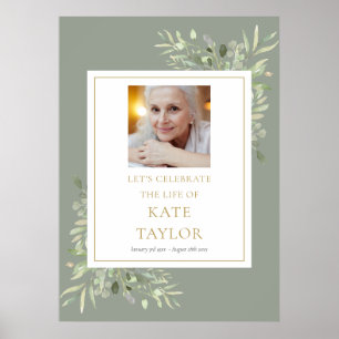 Póster Elegante foto verde celebración del Rótulo de la v