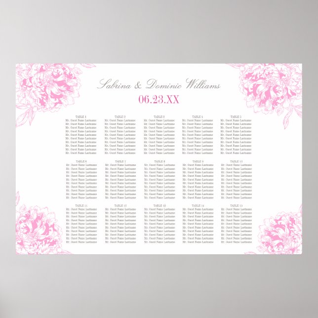 Póster Elegante Fuchsia Dirección de retorno de la peonía (Frente)