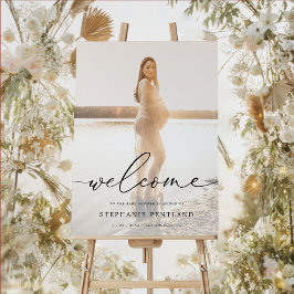 Póster Elegante Género Neutral Foto Bienvenida a Baby Sho