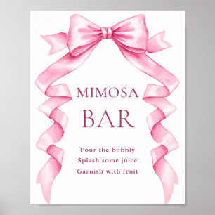 Póster Elegante Gentle Bow Rosa Bridal Shower Mimosa Bar