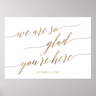 Póster Elegante Glad de Oro que estás aquí Boda Date
