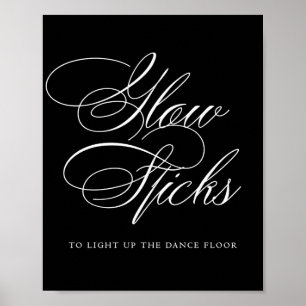 Póster Elegante Glow Sticks Caligrafía Blanca Tabla de