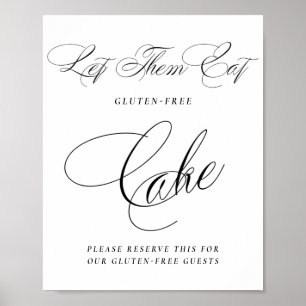 Póster Elegante Gluten Free Cake Black Calligraphy Tabl