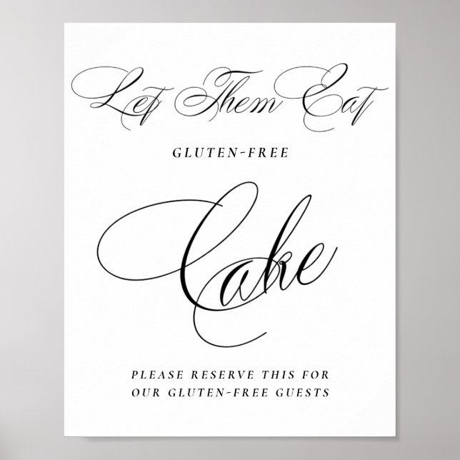 Póster Elegante Gluten Free Cake Black Calligraphy | Tabl (Frente)