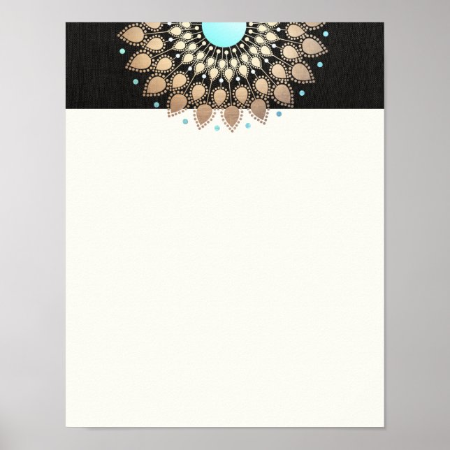 Póster Elegante Gold Lotus Mandala (Frente)