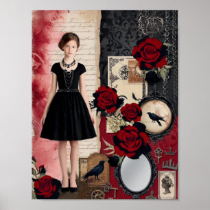 Póster Elegante Gótico Vintage Whimsical
