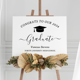 Póster Elegante graduación de guión felicita al blanco mo
