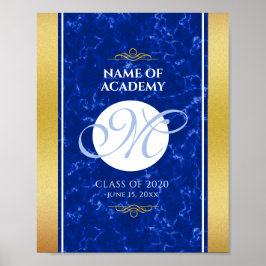 Póster Elegante Graduación Monograma Relieve metalizado d