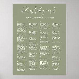 Póster Elegante gráfico alfabético Sage Green