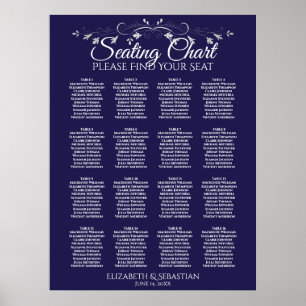 Póster Elegante gráfico de asientos Boda azul de la Marin