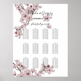 Póster Elegante gráfico de asientos Boda con flores de ce