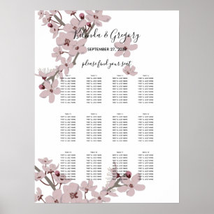 Póster Elegante gráfico de asientos Boda con flores de ce