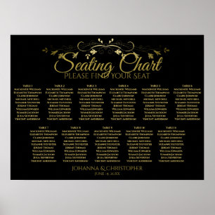 Póster Elegante gráfico de asientos Boda de 11 mesas de c