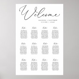 Póster Elegante gráfico de asientos Boda de caligrafía