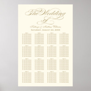 Póster Elegante gráfico de asientos Boda de caligrafía do