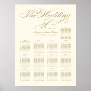 Póster Elegante gráfico de asientos Boda de caligrafía do