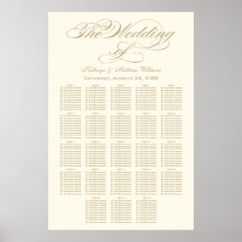 Póster Elegante gráfico de asientos Boda de caligrafía do