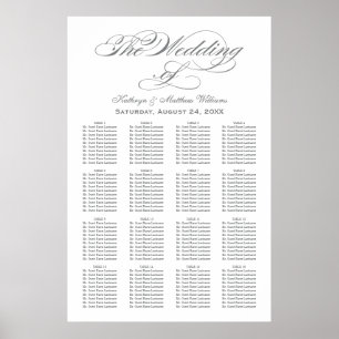Póster Elegante gráfico de asientos Boda de caligrafía gr