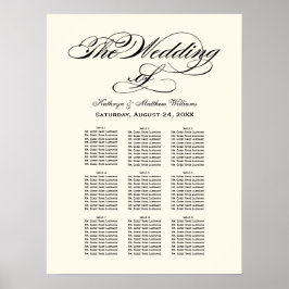 Póster Elegante gráfico de asientos Boda de caligrafía ne