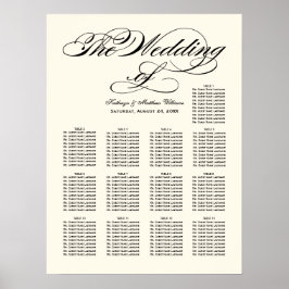 Póster Elegante gráfico de asientos Boda de caligrafía ne