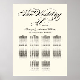 Póster Elegante gráfico de asientos Boda de caligrafía ne