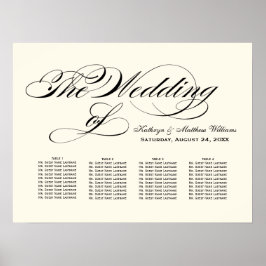 Póster Elegante gráfico de asientos Boda de caligrafía ne
